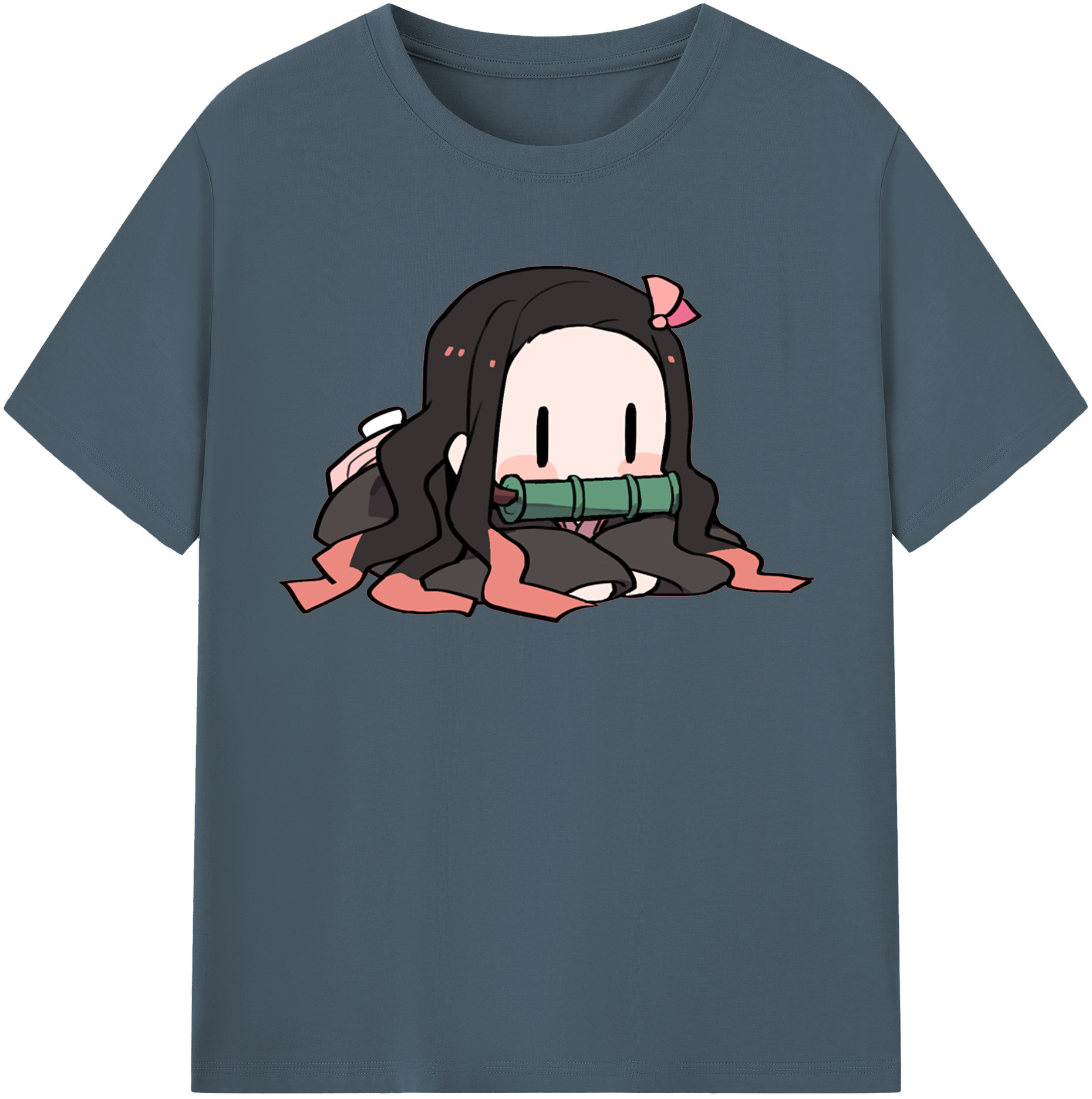 （画像用） 鬼滅の刃（きめつのやいば）竈門 禰󠄀豆子／かまど ねずこ Kamado Nezuko 綿100％半袖Tシャツ（フロントプリント）